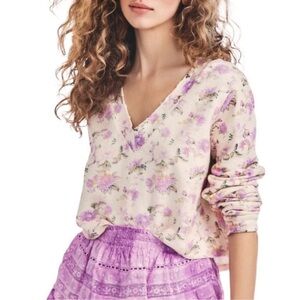 LoveShackFancy floral Tamika cropped sweatshirt pullover sz. S